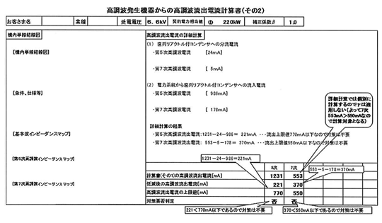 高調波発生機器からの高調波流出電流計算書（その2）