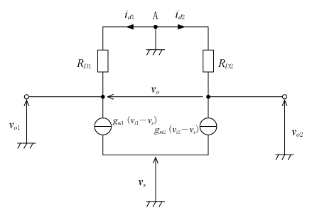 第4図　差動増幅回路の小信号等価回路